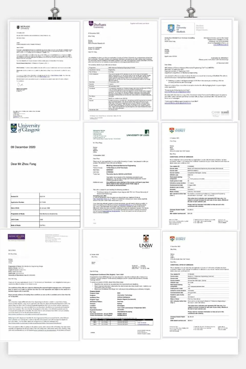 格拉斯哥大学谢菲尔德大学,杜伦大学,利兹大学悉尼大学,新南威尔士