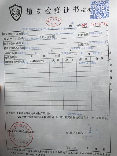 提供苗木检疫证