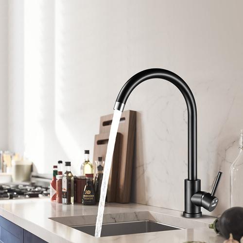 360度旋转水槽龙头 冷热洗菜盆黑色哑光烤漆厨房龙头