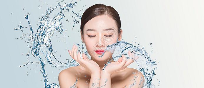 卡通美女水美容补水设计图片