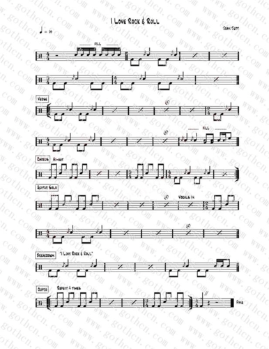 架子鼓爵士鼓谱i love rock "n roll