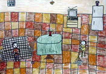 《我帮妈妈做家务》儿童画3幅