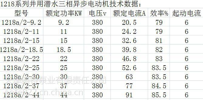 1218系列潜水电机价格表|天津专业生产潜水电机的厂家