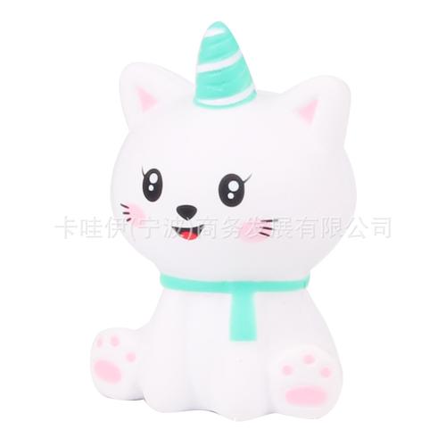 仿真动物可爱独角猫咪慢回弹玩具小猫咪摆件