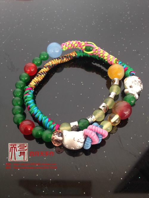 【四月天手作】纯手工编绳手链,小银鱼