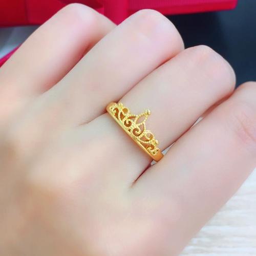 新款新娘结婚镀金仿真黄金皇冠戒指女饰品越南沙金欧币金婚庆用品