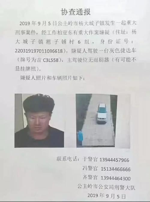 9月5日公主岭市杨大城子镇发生一起重大刑事案件,经侦查柏亚东有重大