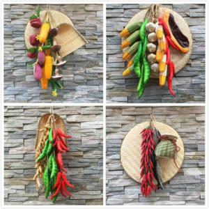 玉米工艺假小院蔬菜水果红辣椒仿真挂串农家乐大蒜装饰品布置模型