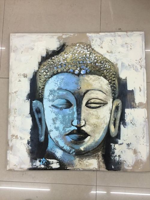 东南亚油画手绘 佛头佛教人物油画 玄关油画立体竖版客厅装饰画-淘宝
