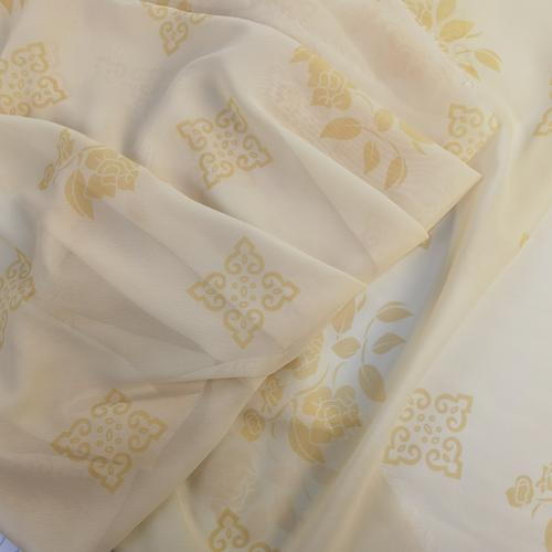 采荷纺织复原山茶如意纹汉服大袖衫褙子襦裙印花暗纹雪纺布面料