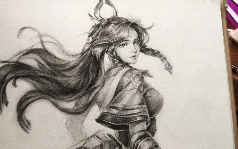 手绘伽罗长夜爆肝手绘临摹铅笔王者荣耀伽罗