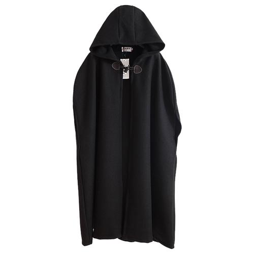 连帽斗篷大衣长款过膝日韩时尚复古无袖秋冬潮男巫师外套披肩披风