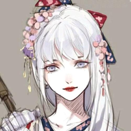 银发女生头像真人长发