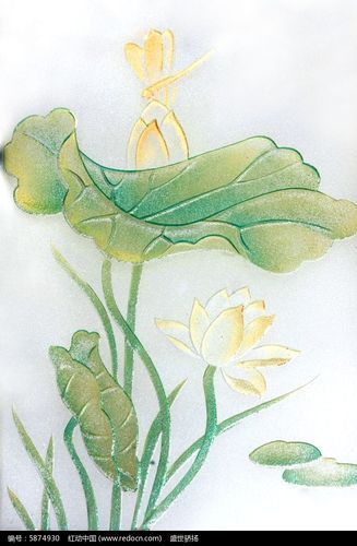 荷花玻璃画