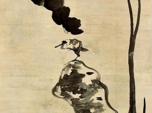 朱耷山水画《荷花水鸟图》作品欣赏