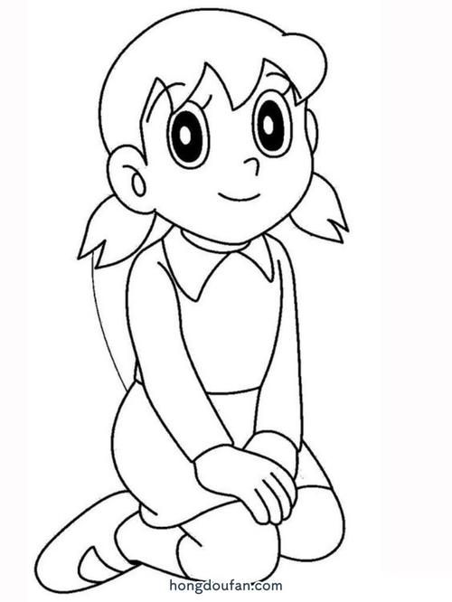 机器猫中的静香女生涂色简笔画大全