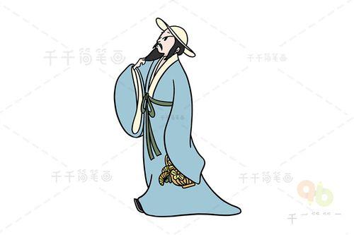 山水诗人简笔画