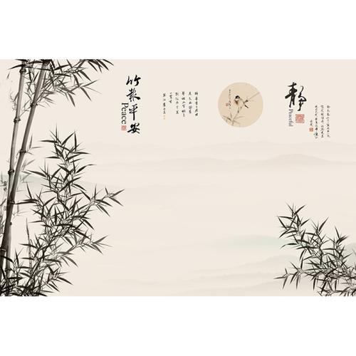 [豪而舒旗舰店] 水墨竹子中国风墙纸卧室影视墙壁画 2019 新中式电视