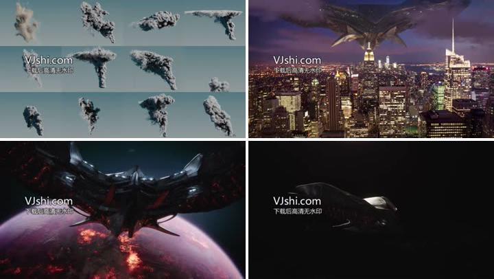 cg大型外星飞船入侵