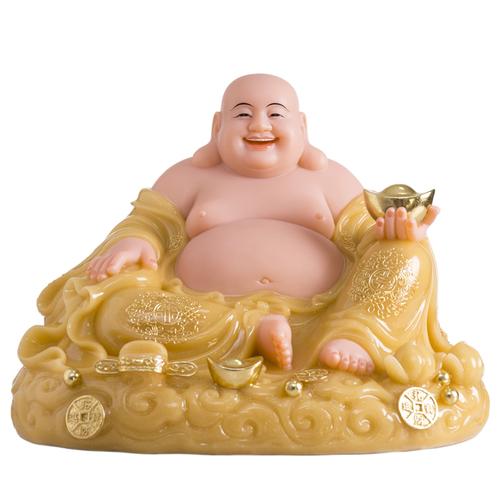 弥勒汉白玉黄玉金镶玉宽体大肚佛笑玄关招财菩萨摆件