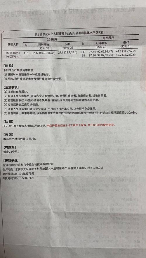 新冠疫苗说明书