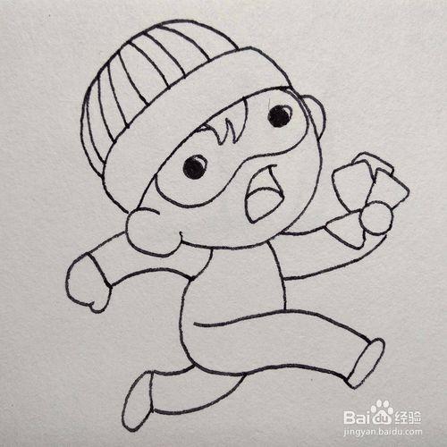 小朋友逃跑简笔画