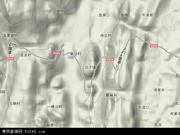 中国贵州省铜仁市沿河土家族自治县沙子镇地图(卫星地图)