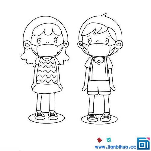 幼儿戴口罩简笔画