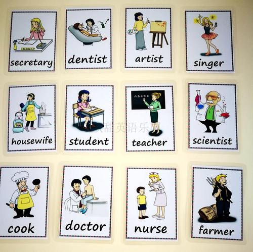 职业工作类40张 英语彩图分类单词卡英文闪卡大卡片