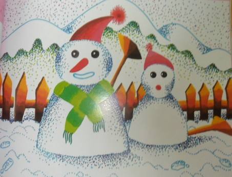 冬天的画儿童画图片-雪人父子
