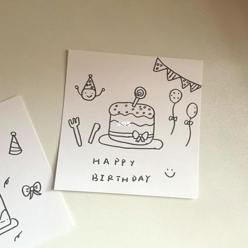 手绘|生日快乐简笔画卡片_简笔画_生日_手绘_无花果_蛋糕_文化_绘画