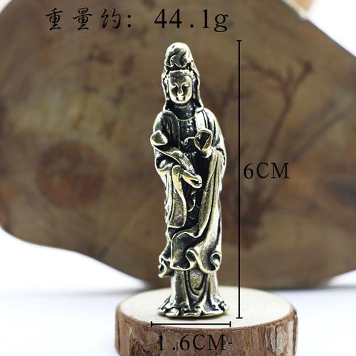 黄铜观音佛像摆件南海观世音佛像送子观音香插如意观音汽车饰品