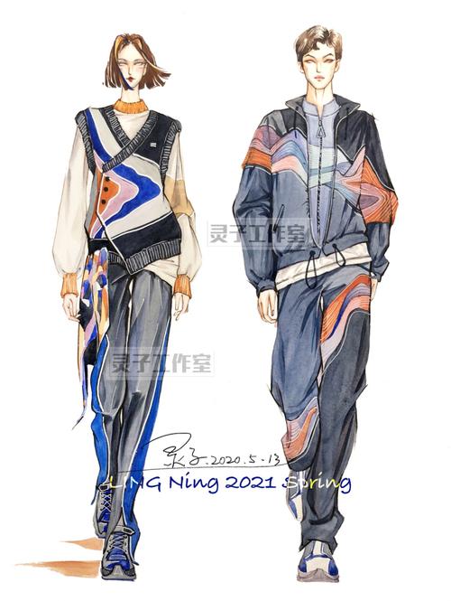 时装效果图|潮流运动装穿搭 服装设计_潮流_服装设计