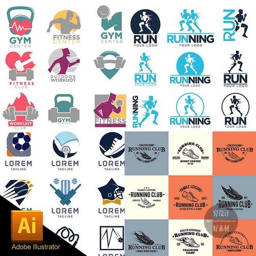卡通运动跑步商标标签logo标志icon元素设计 矢量ai素材 g1431-淘宝网