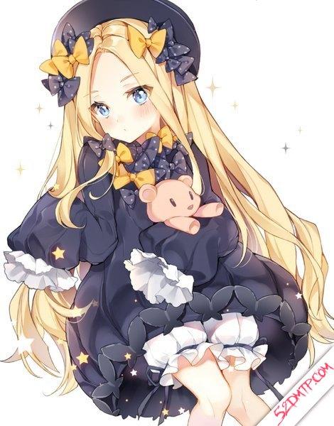 pingo绘画的长发,单,高形象,腮红,蓝眼睛,金发,简单背景,白色背景动漫