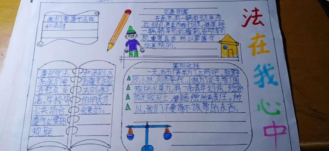 乐真教育】守法律己 法在心中 ——四年级八班普法教育主题手抄报