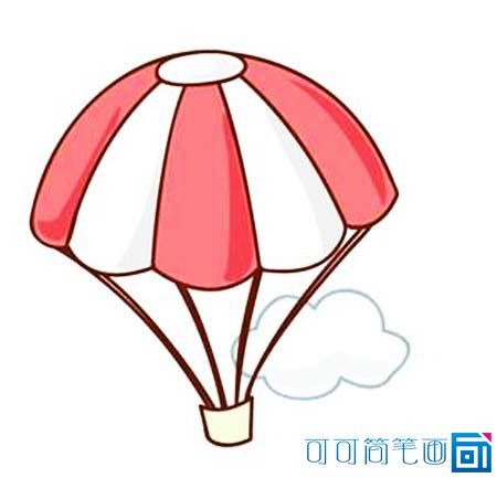 降落伞简笔画小动物彩色