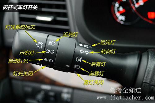 行驶中,同方向行驶的后车与前车近距离行驶时灯光的使用;  ——近光灯