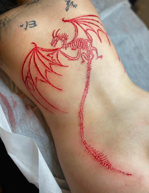 背部肉雕龙纹身女龙纹身设计5
