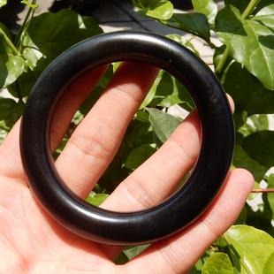 方言和田玉精品活动价新疆美人鬓漆黑如墨墨玉籽料胖圆条手镯w