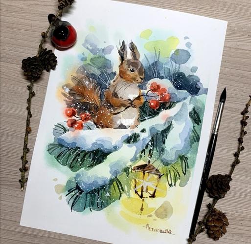 圣诞系列水彩～_水彩画_插画_我的插画分享_文化_绘画