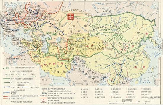 蒙古西征示意图