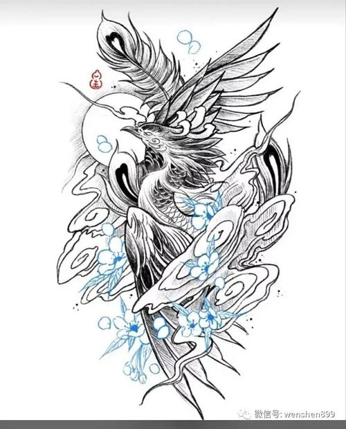 凤凰纹身手稿 纹身图案 凤凰纹身素材