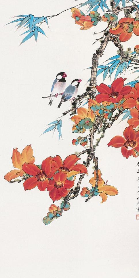 木棉花开设计素材 木棉花开模板下载 木棉花开 田世光 国画 木棉花