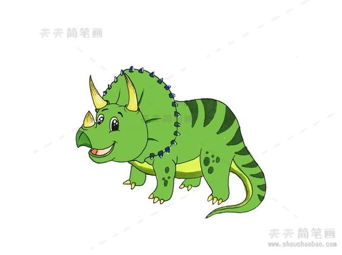 幼儿三角龙简笔画涂色模板,简单可爱的三角龙简笔画步骤