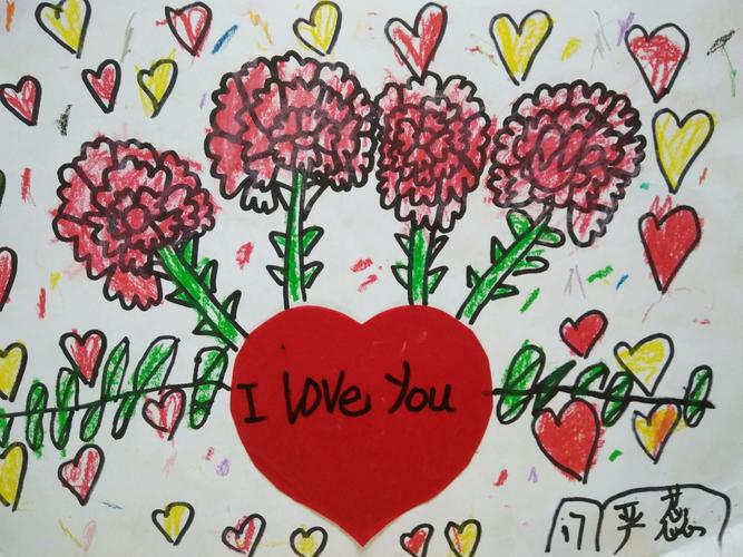 枫四幼儿园美术班感恩绘画活动《送给妈妈的礼物》