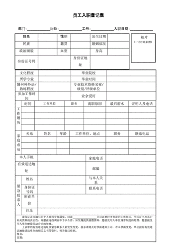 员工入职登记表恒大万科.docx 2页