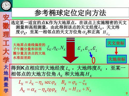 参考椭球定位定向方法 安徽理工大学大地测量 选定某一适宜的点k作为