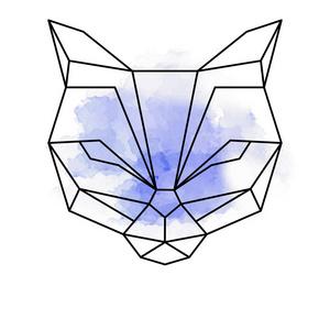 几何老虎抽象老虎或猫的几何形状与水彩照片