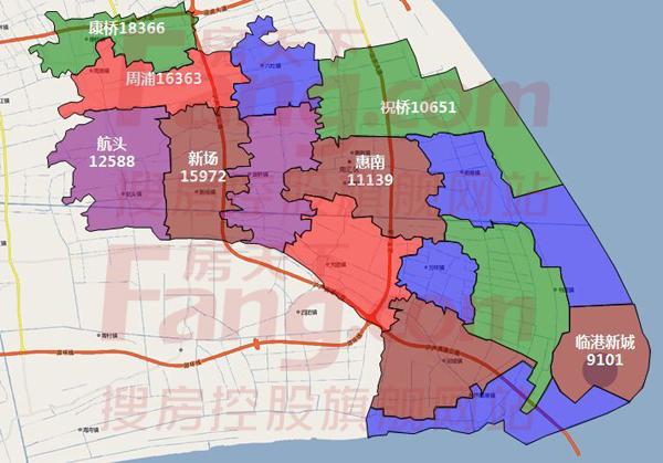 上海17区县板块二手房价格地图出炉